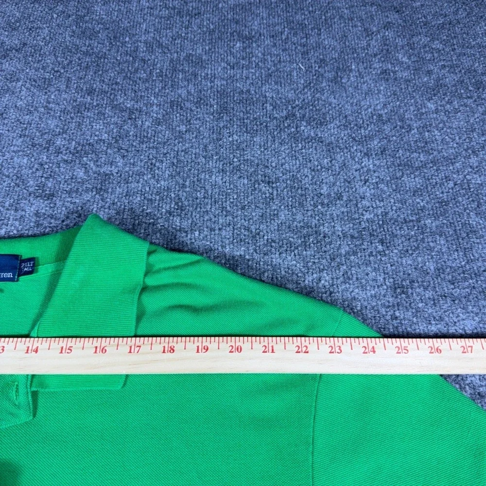 Polo Ralph Lauren Mens 2XLT Tall Green Short Sleeve Pique Polo Orange Pony Logo